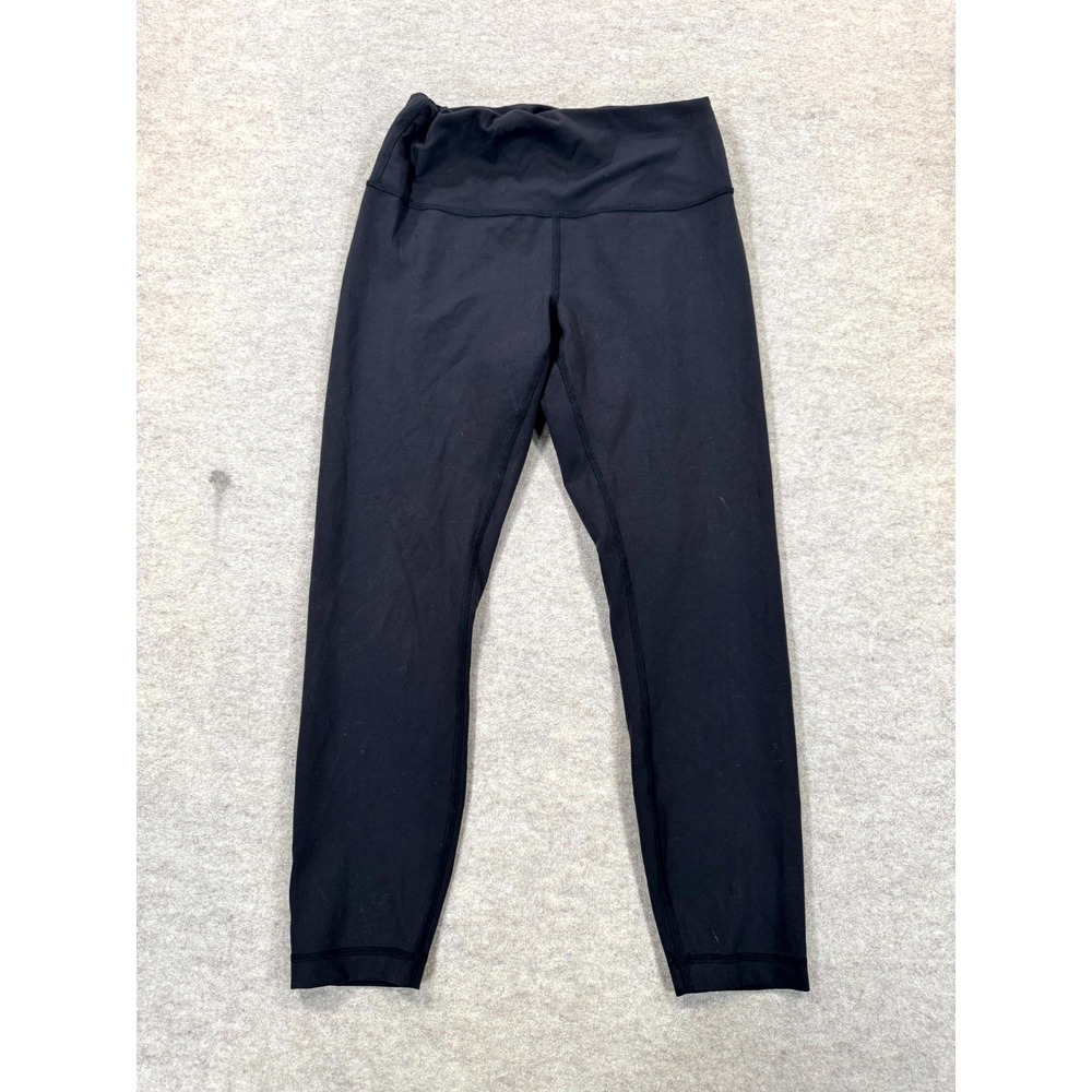 Lululemon Wunder Train High Rise Cropped Tights Womens 10 Black Logo Athleisure